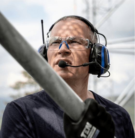 Man With Headset On Job Site